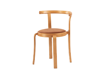 Modern Wooden Armchair with Curved Backrest - Round Padded Seat & Tapered Legs for Living Room