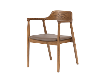 Natural Solid Wood Armchair with Cushioned Seat -Ergonomic Curved Backrest for Living Room/Office