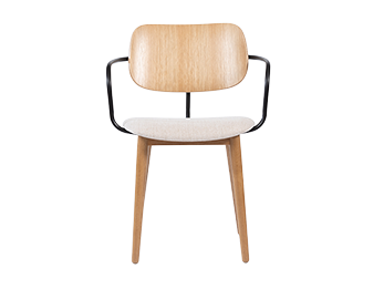 Modern Wooden Chair with Black Metal Armrests Scandinavian Minimalist Design(Home/Office/Cafe)