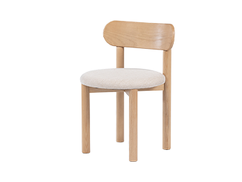 Modern Wooden Chair with Fabric Seat -Scandinavian Minimalist Design, Curved Backrest,Solid Beechwood Legs (Home/Office/Cafe)