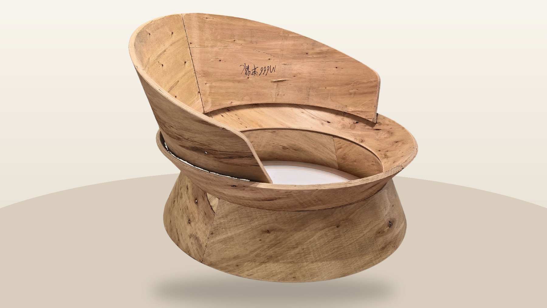 Custom curved plywood component for chair shells sofa structures and lounge chair development