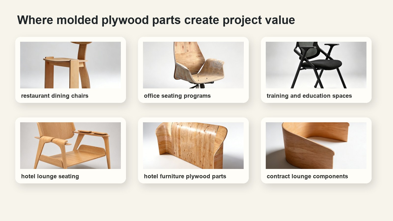Hotel office restaurant and training chair plywood parts for project furniture buyers