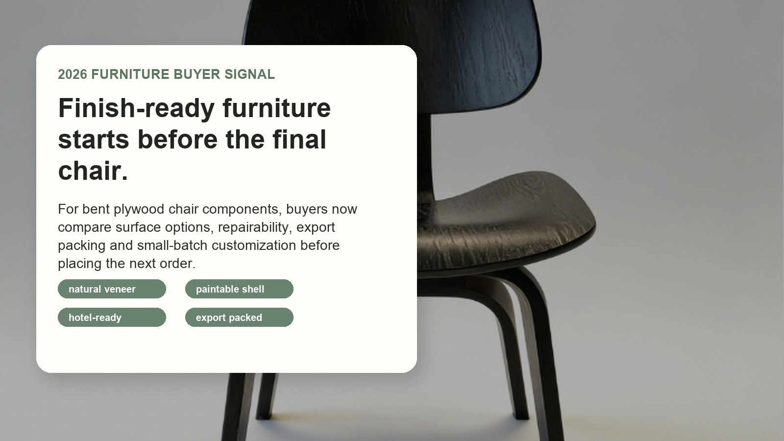 Finish-ready bent plywood furniture components with paintable and veneer surface options