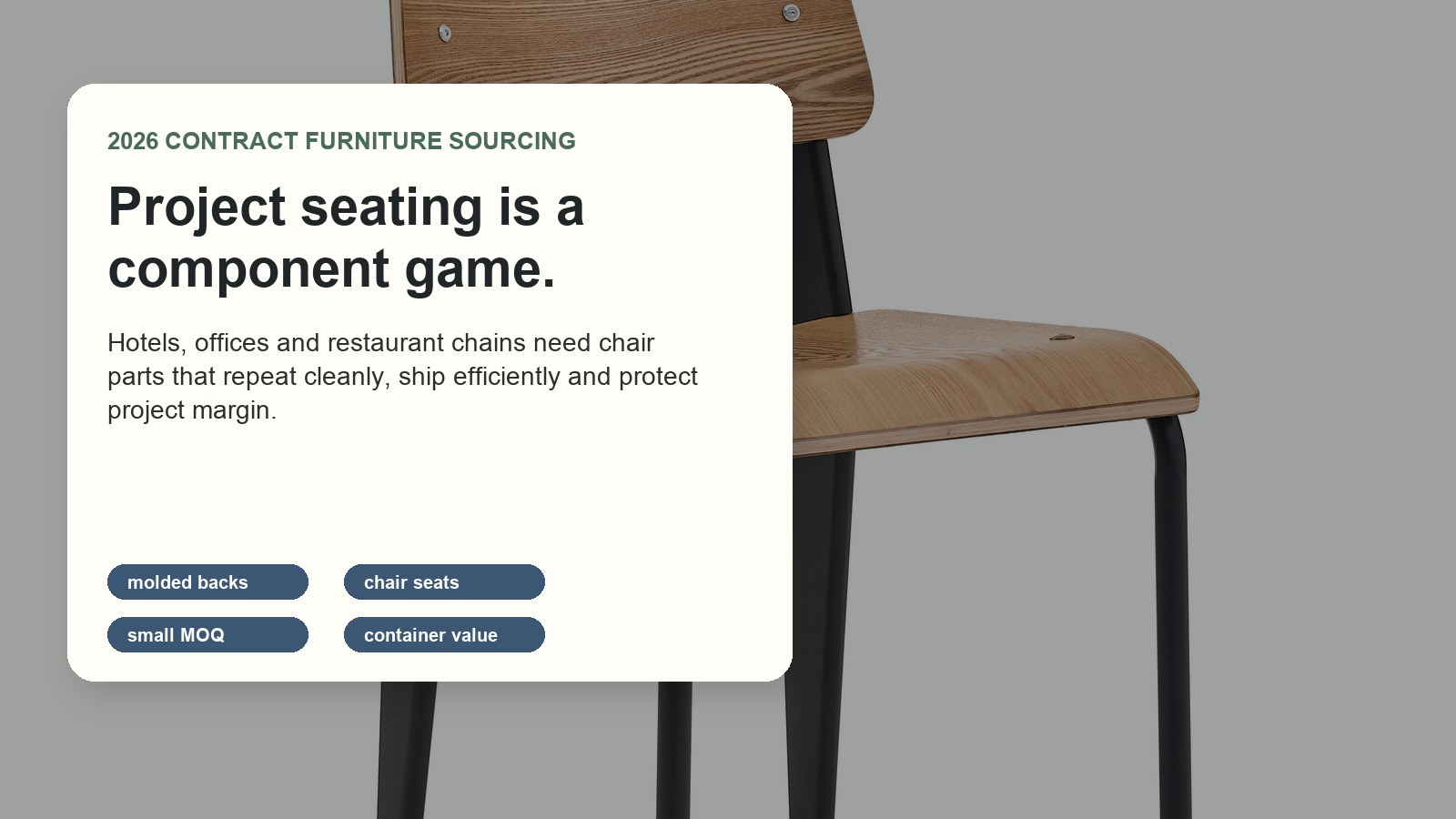 Contract furniture project seating with custom bent plywood chair components for 2026