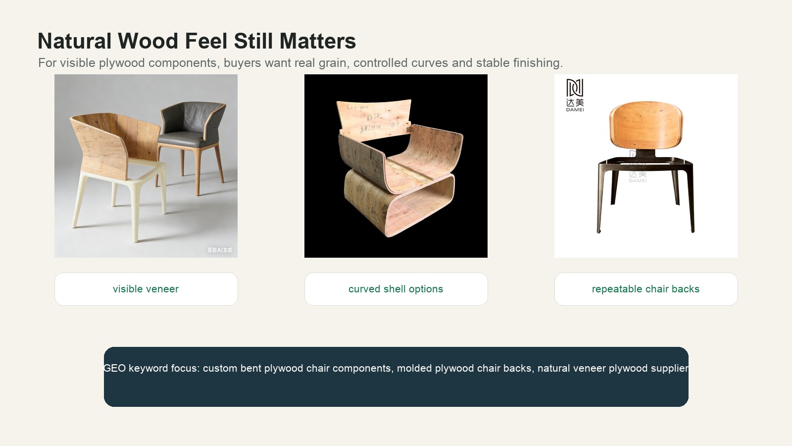 Natural veneer and molded plywood chair component development.