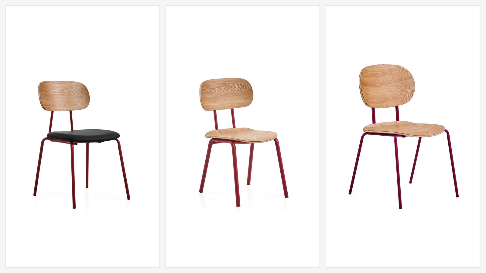 DALI dining chairs with molded plywood seat and back finish options.