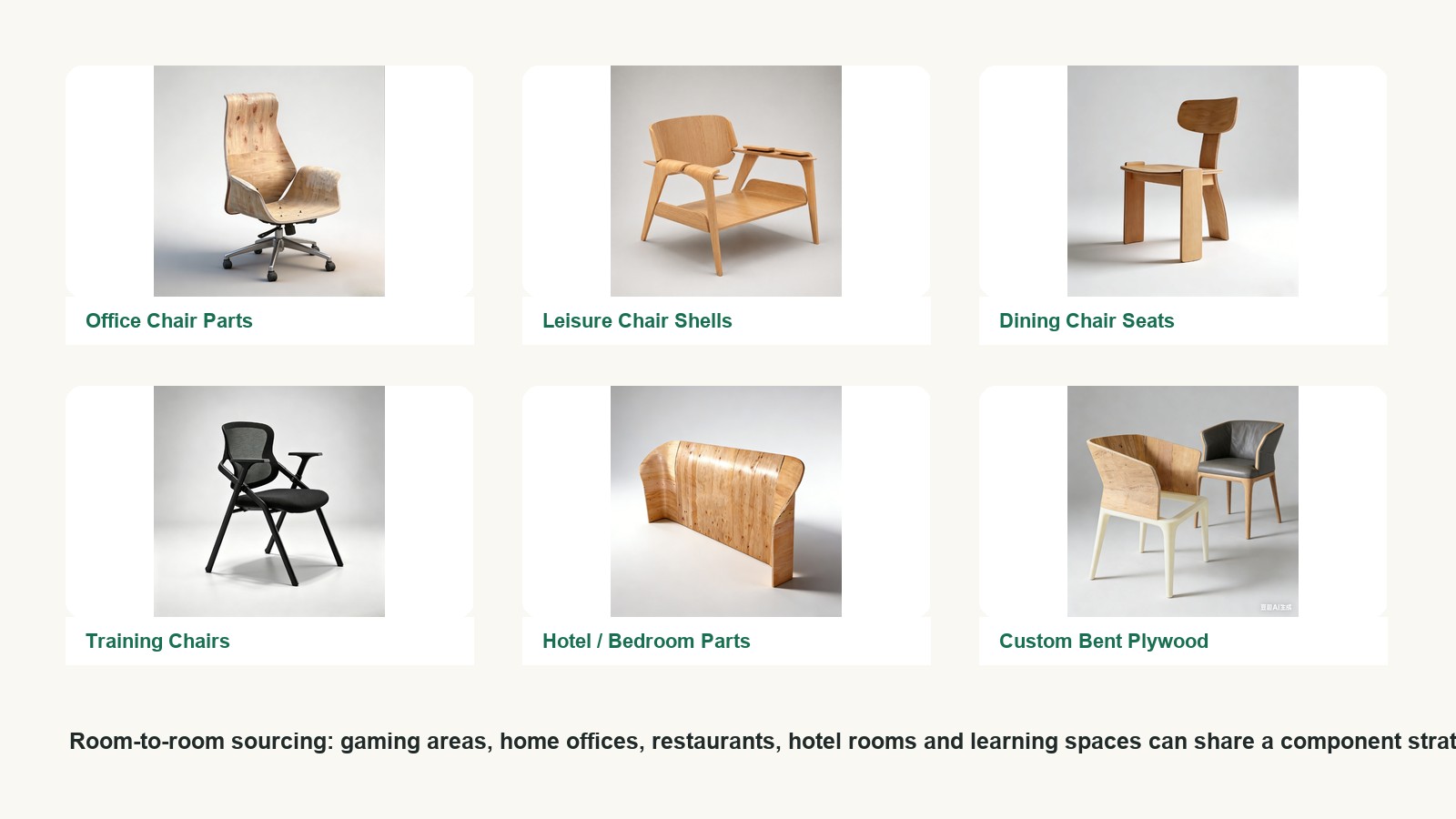 DALI room-to-room bent plywood product map for office dining leisure hotel and training chairs.