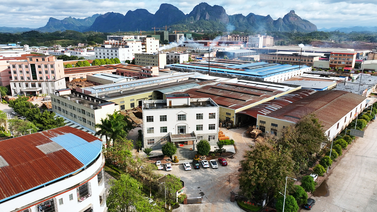 Aerial view of Dali Wood factory facilities in Guangxi China